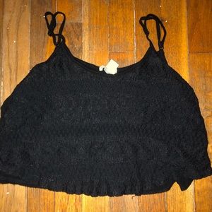 Black Flowy Cropped Tank Top